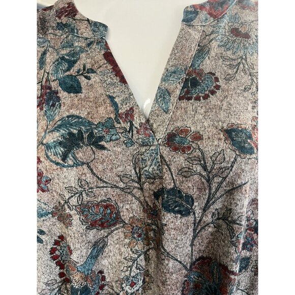 Song n Spirit Floral Hi Lo Top~Size XL~Multi Fall Color Roll Tab Sleeves L4 15 - Picture 3 of 11